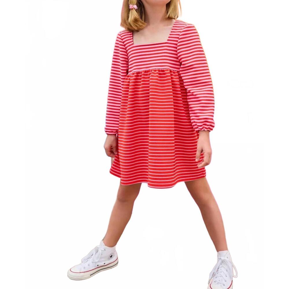 NEW BISBY cora pique stripe mini dress in red